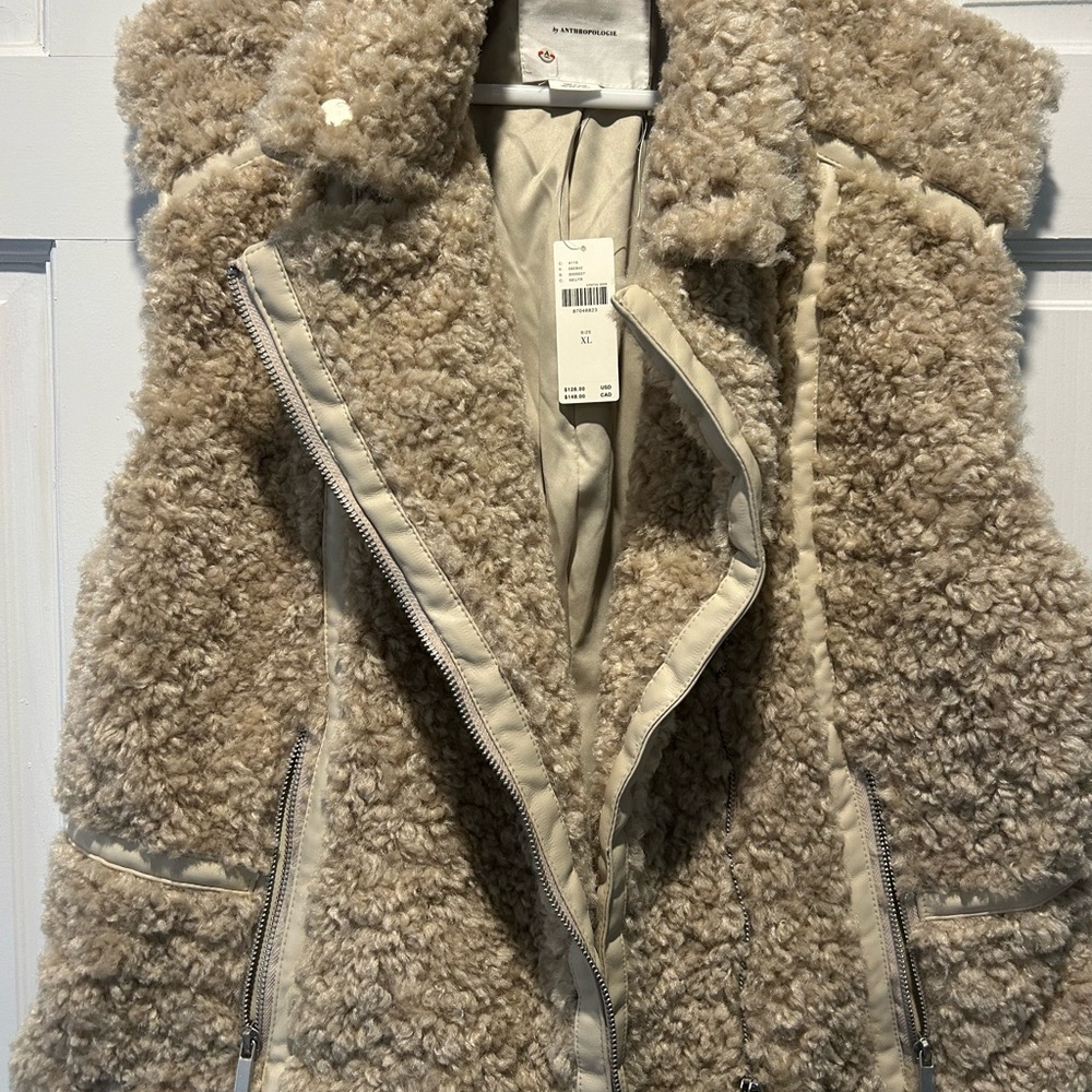 Anthropologie Cream Teddy Vest